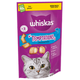 Whiskas Temptations Adult Cat Dry Treats With Salmon - 60G